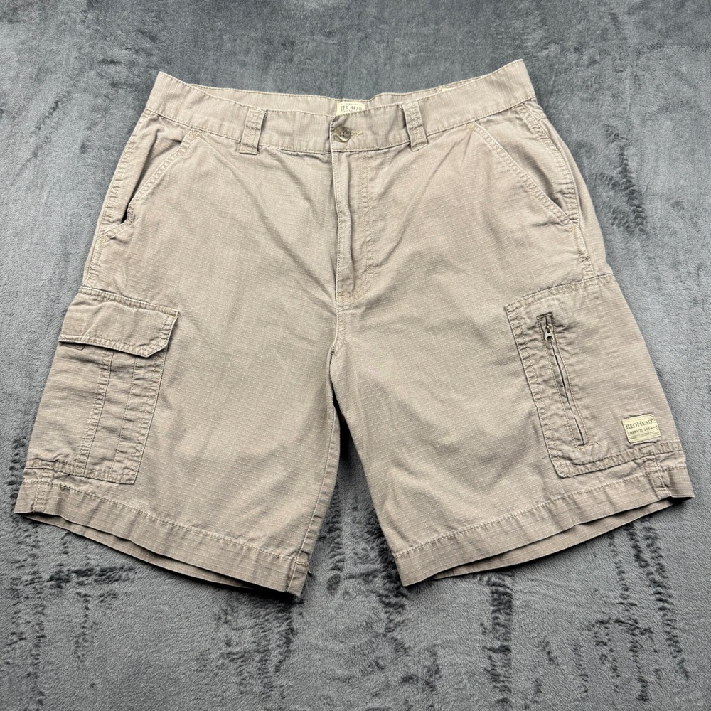 Redhead Cargo Shorts Men 34 Ripstop Multi-Pocket Khaki Excellent